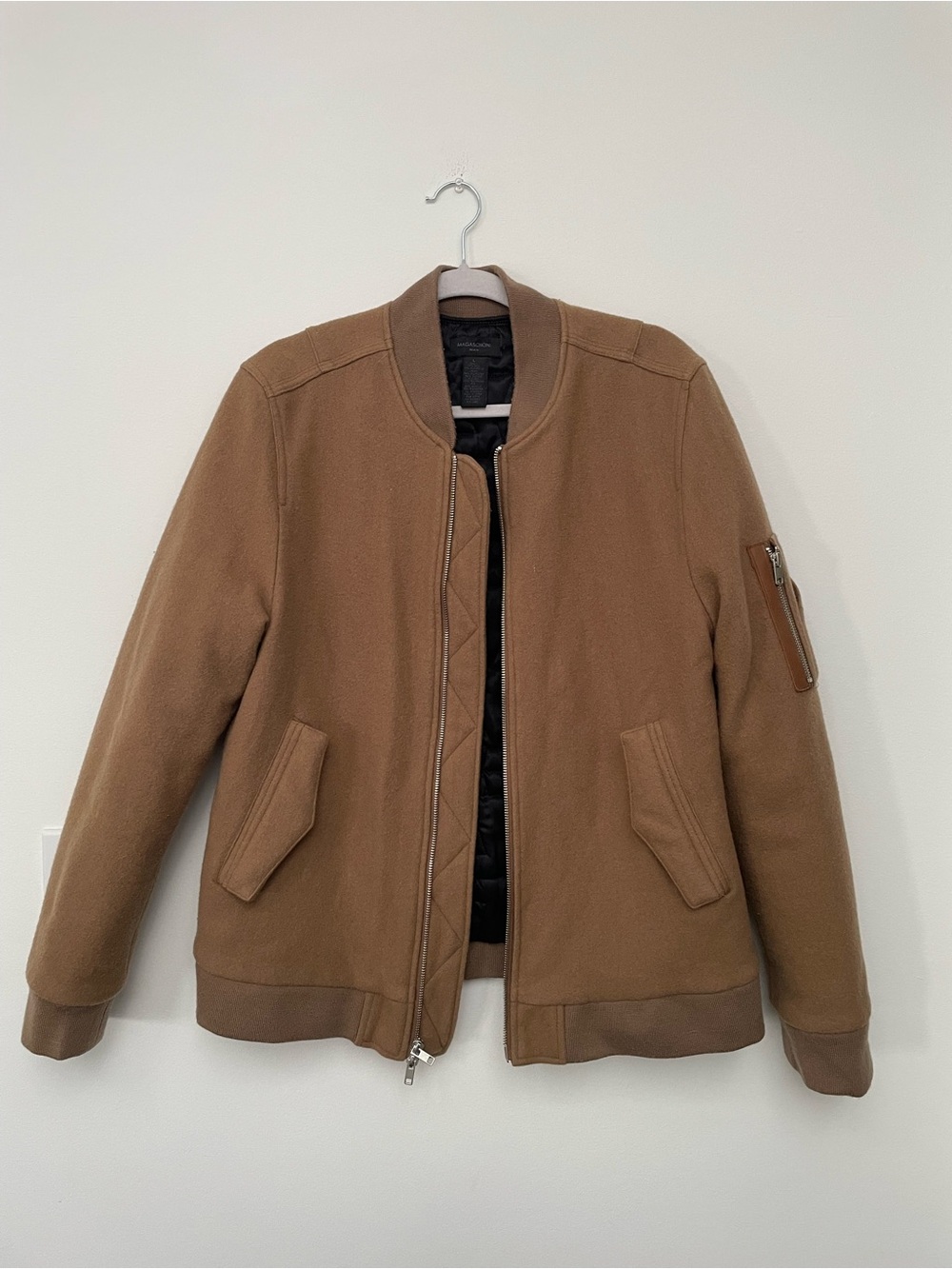 Men's Magaschoni Bomber Jacket in Camel Brown Size L